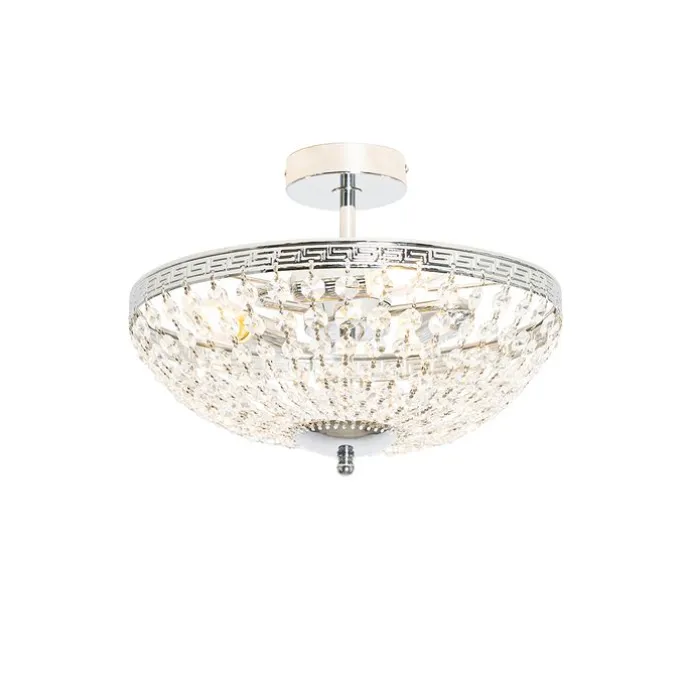 Klassische Deckenleuchte aus Stahl mit Kristall, 3-flammig – Mondrian