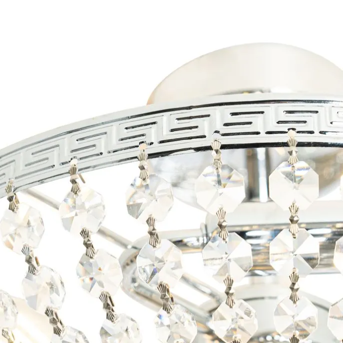 Klassische Deckenleuchte aus Stahl mit Kristall, 3-flammig – Mondrian