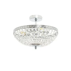 Klassische Deckenleuchte aus Stahl mit Kristall, 3-flammig – Mondrian