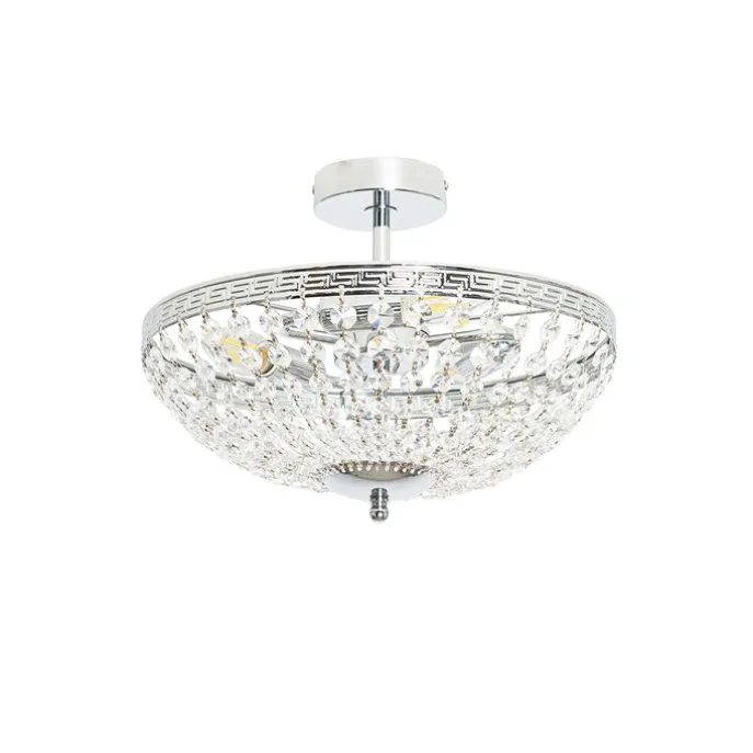 Klassische Deckenleuchte aus Stahl mit Kristall, 3-flammig – Mondrian