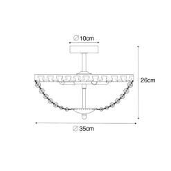 Klassische Deckenleuchte aus Stahl mit Kristall, 3-flammig – Mondrian