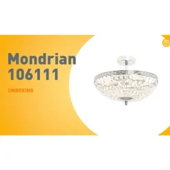 Klassische Deckenleuchte aus Stahl mit Kristall, 3-flammig – Mondrian