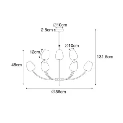 Klassische Hängelampe Gold mit Glas 12 Lichter - Elien