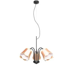 Klassische Hängelampe schwarz mit Lampenschirm gold 5-flammig - Nona