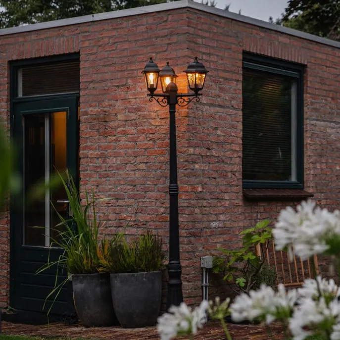 Klassische Laterne schwarz 3-Licht IP44 - Hauptstadt