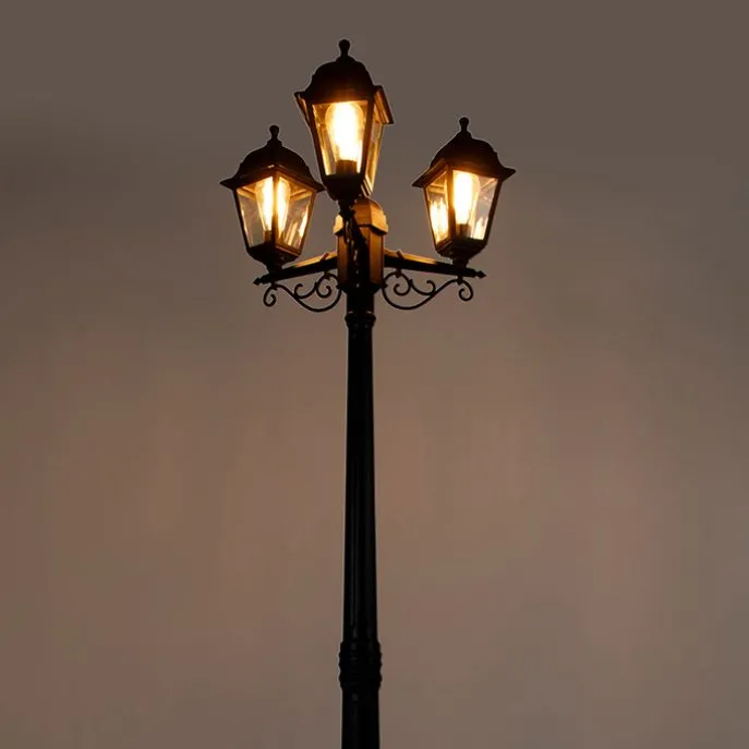 Klassische Laterne schwarz 3-Licht IP44 - Hauptstadt