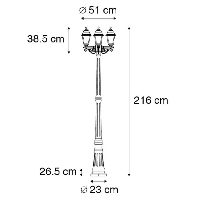 Klassische Laterne schwarz 3-Licht IP44 - Hauptstadt