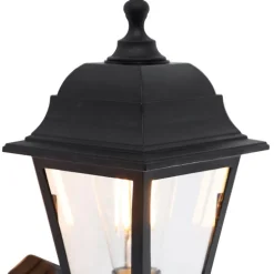 Klassische schwarze Außenwandleuchte mit Bewegungsmelder – Capital