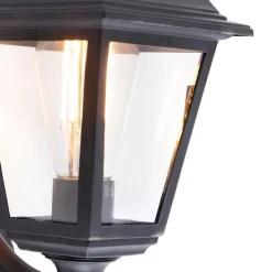 Klassische schwarze Außenwandleuchte mit Bewegungsmelder – Capital