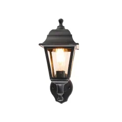 Klassische schwarze Außenwandleuchte mit Bewegungsmelder – Capital