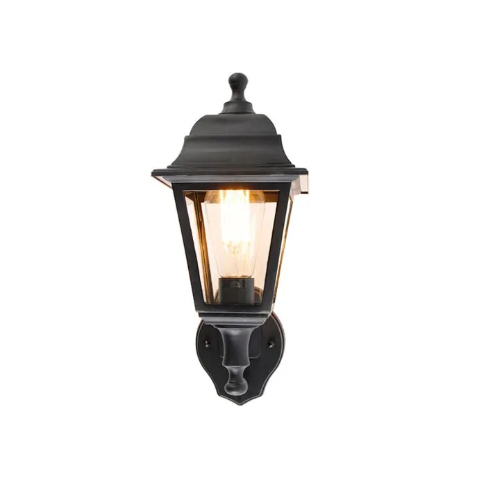 Klassische schwarze Außenwandleuchte mit Bewegungsmelder – Capital