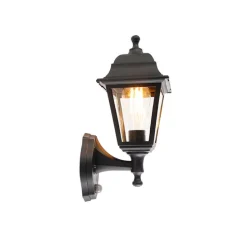 Klassische schwarze Außenwandleuchte mit Bewegungsmelder – Capital