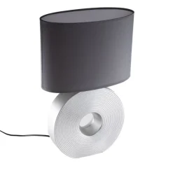 Klassische Tischlampe grau mit Stahl - Ollo
