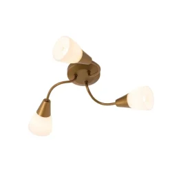 Klassischer Deckenstrahler Gold mit Milchglas rund 3-flammig – Madi