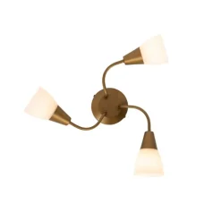 Klassischer Deckenstrahler Gold mit Milchglas rund 3-flammig – Madi