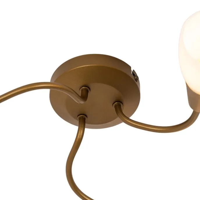Klassischer Deckenstrahler Gold mit Milchglas rund 3-flammig – Madi