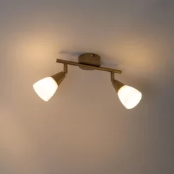 Klassischer Deckenstrahler Gold mit Milchglas 2-flammig - Madi