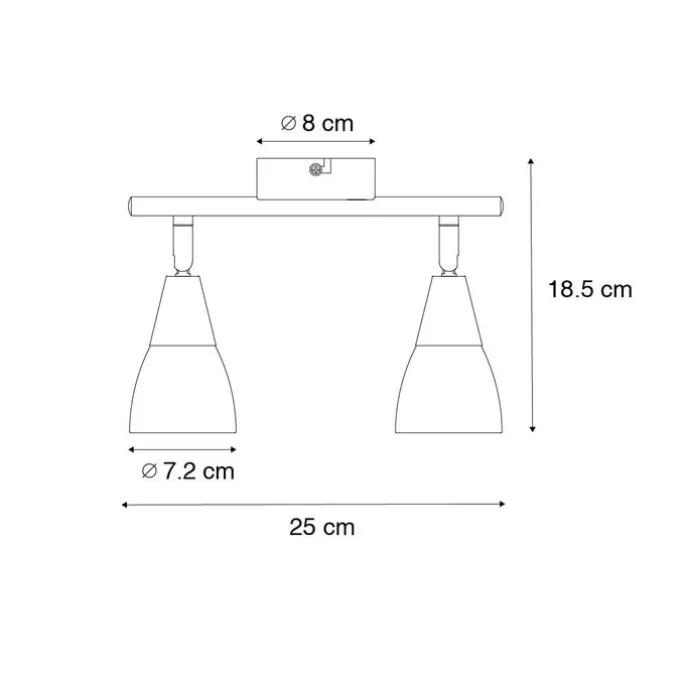 Klassischer Deckenstrahler Gold mit Milchglas 2-flammig - Madi