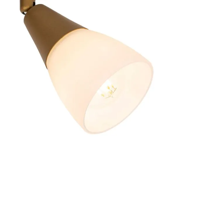 Klassischer Deckenstrahler Gold mit Milchglas 2-flammig - Madi