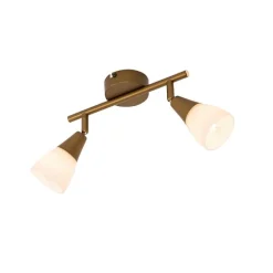 Klassischer Deckenstrahler Gold mit Milchglas 2-flammig - Madi