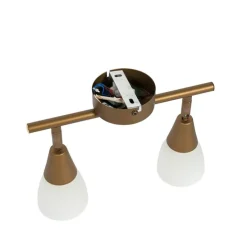 Klassischer Deckenstrahler Gold mit Milchglas 2-flammig - Madi