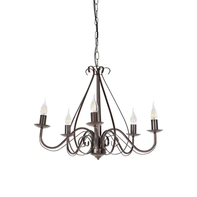 Klassischer Kronleuchter Rostbraun 5-flammig - Giuseppe