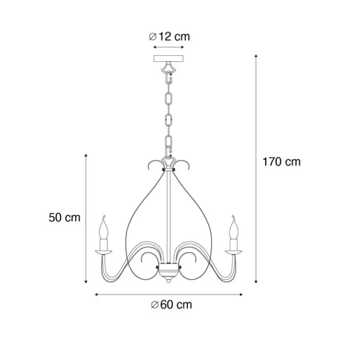 Klassischer Kronleuchter Rostbraun 5-flammig - Giuseppe