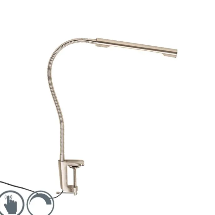Klemm-Schreibtischlampe Stahl inkl. LED mit Touch-Dimmer - Lionard