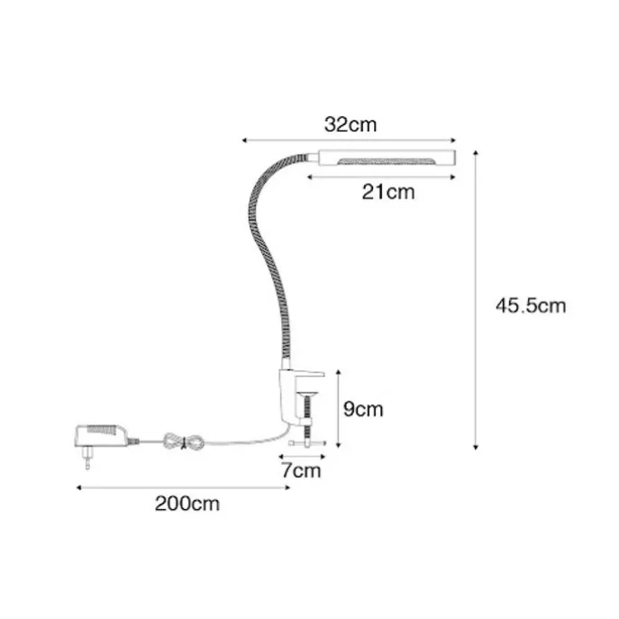 Klemm-Schreibtischlampe Stahl inkl. LED mit Touch-Dimmer - Lionard