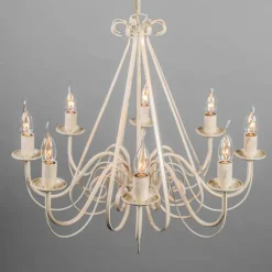 Kronleuchter beige 60 cm mit braunen Lampenschirmen - Giuseppe 8