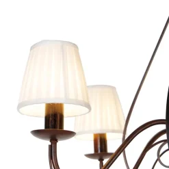 Kronleuchter braun plissiert creme Klemmkappe 5-Licht - Giuseppe