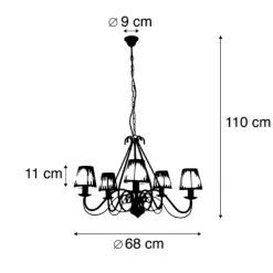 Kronleuchter braun plissiert creme Klemmkappe 5-Licht - Giuseppe