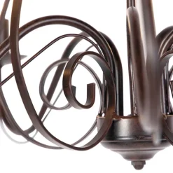 Kronleuchter braun plissiert creme Klemmkappe 5-Licht - Giuseppe