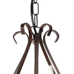 Kronleuchter braun plissiert creme Klemmkappe 5-Licht - Giuseppe