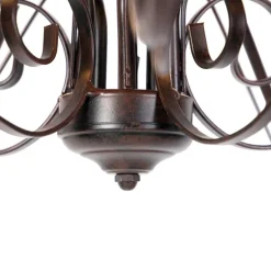 Kronleuchter braun plissiert creme Klemmkappe 5-Licht - Giuseppe