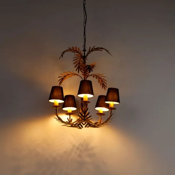 Kronleuchter Gold mit schwarzen Farbtönen 5-Licht - Botanica