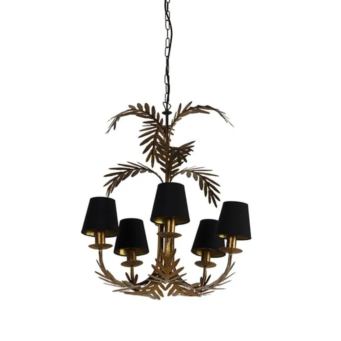 Kronleuchter Gold mit schwarzen Farbtönen 5-Licht - Botanica