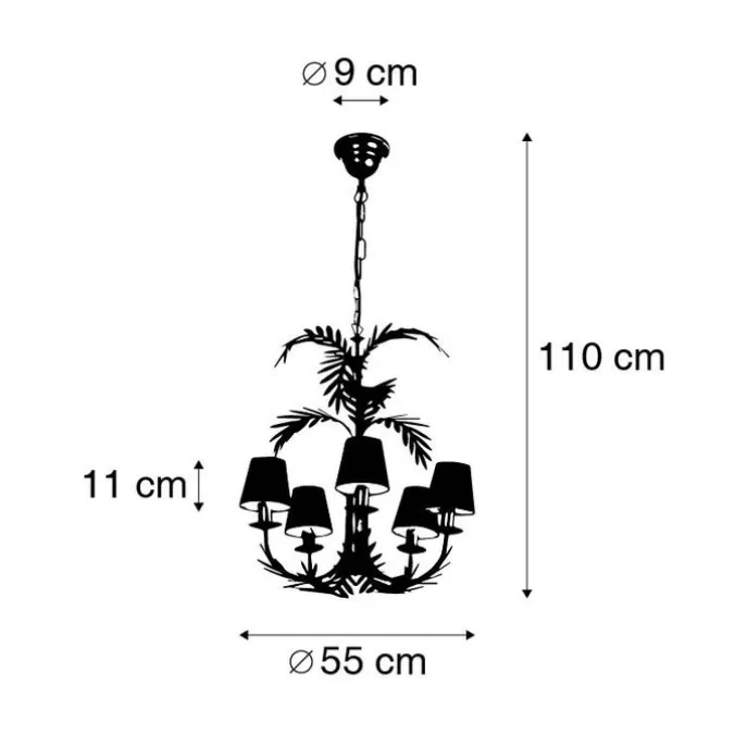 Kronleuchter Gold mit schwarzen Farbtönen 5-Licht - Botanica