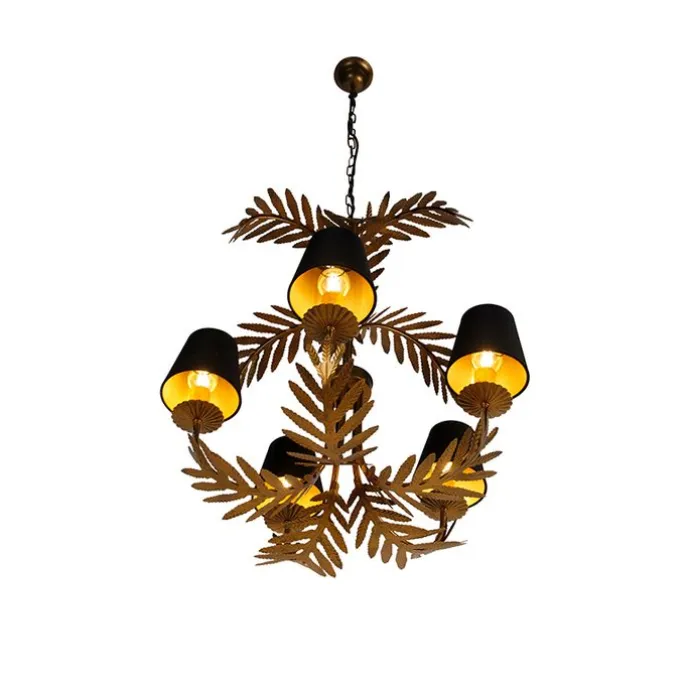 Kronleuchter Gold mit schwarzen Farbtönen 5-Licht - Botanica