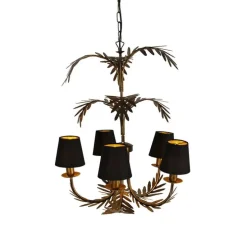 Kronleuchter Gold mit schwarzen Farbtönen 5-Licht - Botanica