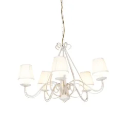 Kronleuchter weiße plissierte cremefarbene Klemmkappe 5-Licht - Giuseppe
