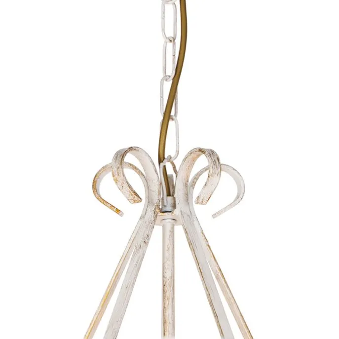 Kronleuchter weiße plissierte cremefarbene Klemmkappe 5-Licht - Giuseppe