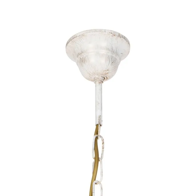 Kronleuchter weiße plissierte cremefarbene Klemmkappe 5-Licht - Giuseppe