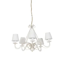 Kronleuchter weiße plissierte cremefarbene Klemmkappe 5-Licht - Giuseppe
