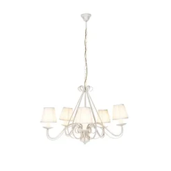 Kronleuchter weiße plissierte cremefarbene Klemmkappe 5-Licht - Giuseppe