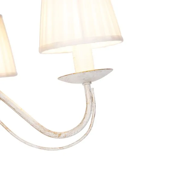 Kronleuchter weiße plissierte cremefarbene Klemmkappe 5-Licht - Giuseppe