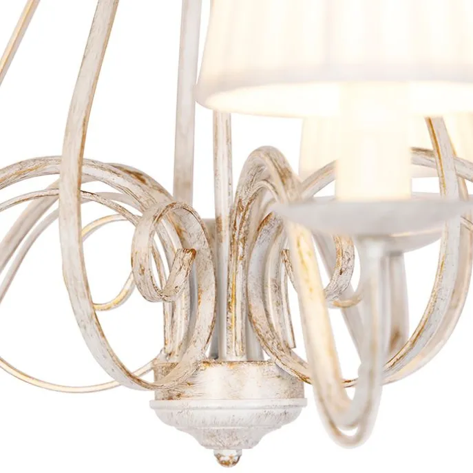 Kronleuchter weiße plissierte cremefarbene Klemmkappe 5-Licht - Giuseppe