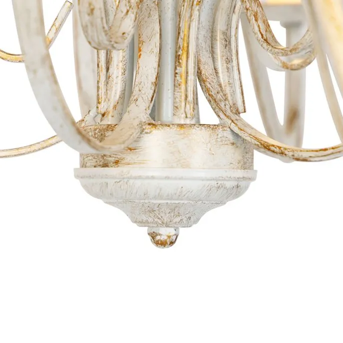 Kronleuchter weiße plissierte cremefarbene Klemmkappe 5-Licht - Giuseppe