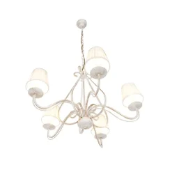 Kronleuchter weiße plissierte cremefarbene Klemmkappe 5-Licht - Giuseppe