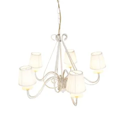 Kronleuchter weiße plissierte cremefarbene Klemmkappe 5-Licht - Giuseppe
